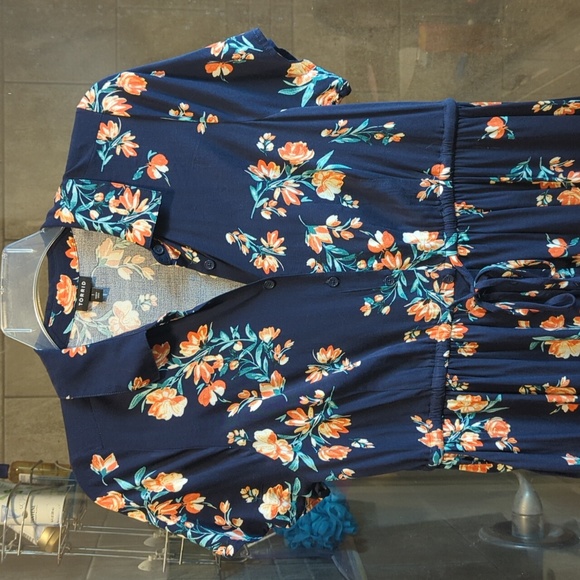 Torrid Navy Floral Shirt Dress - Picture 4 of 8